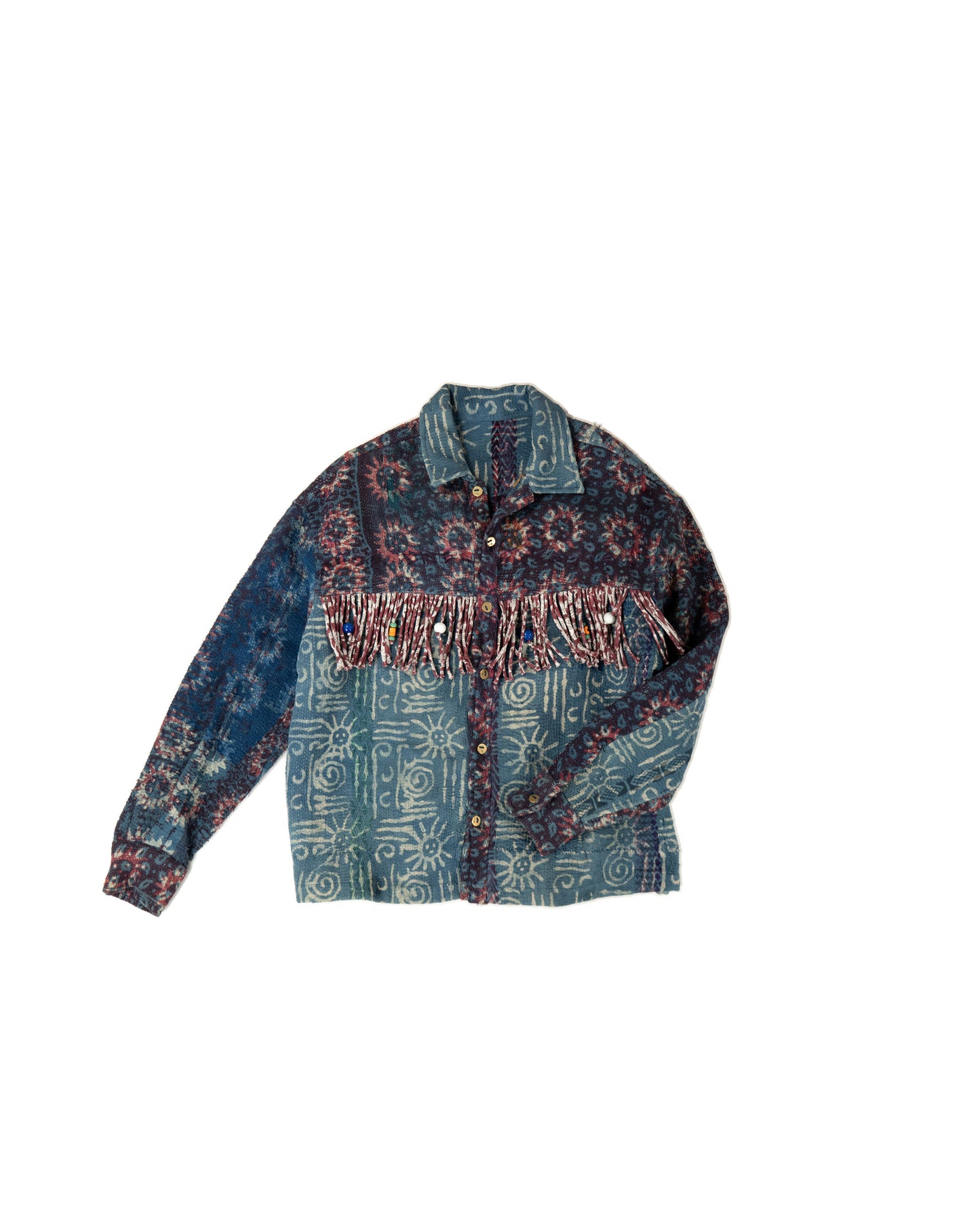 L'ÎLE BLEUE - VESTE KANTHA À FRANGES COULEUR  1