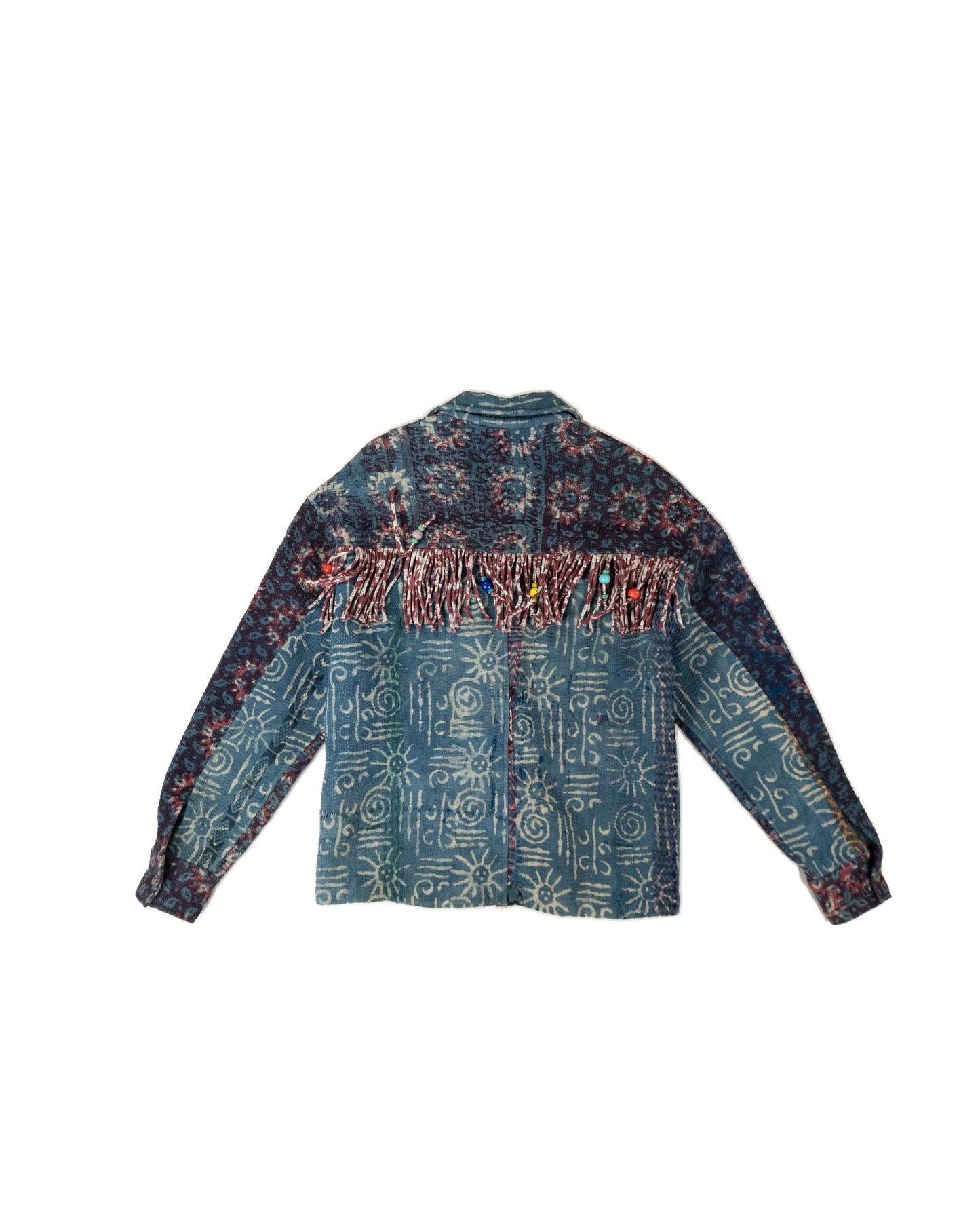 L'ÎLE BLEUE - VESTE KANTHA À FRANGES COULEUR  1