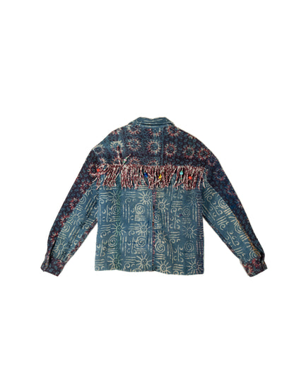 L'ÎLE BLEUE - VESTE KANTHA À FRANGES COULEUR  1