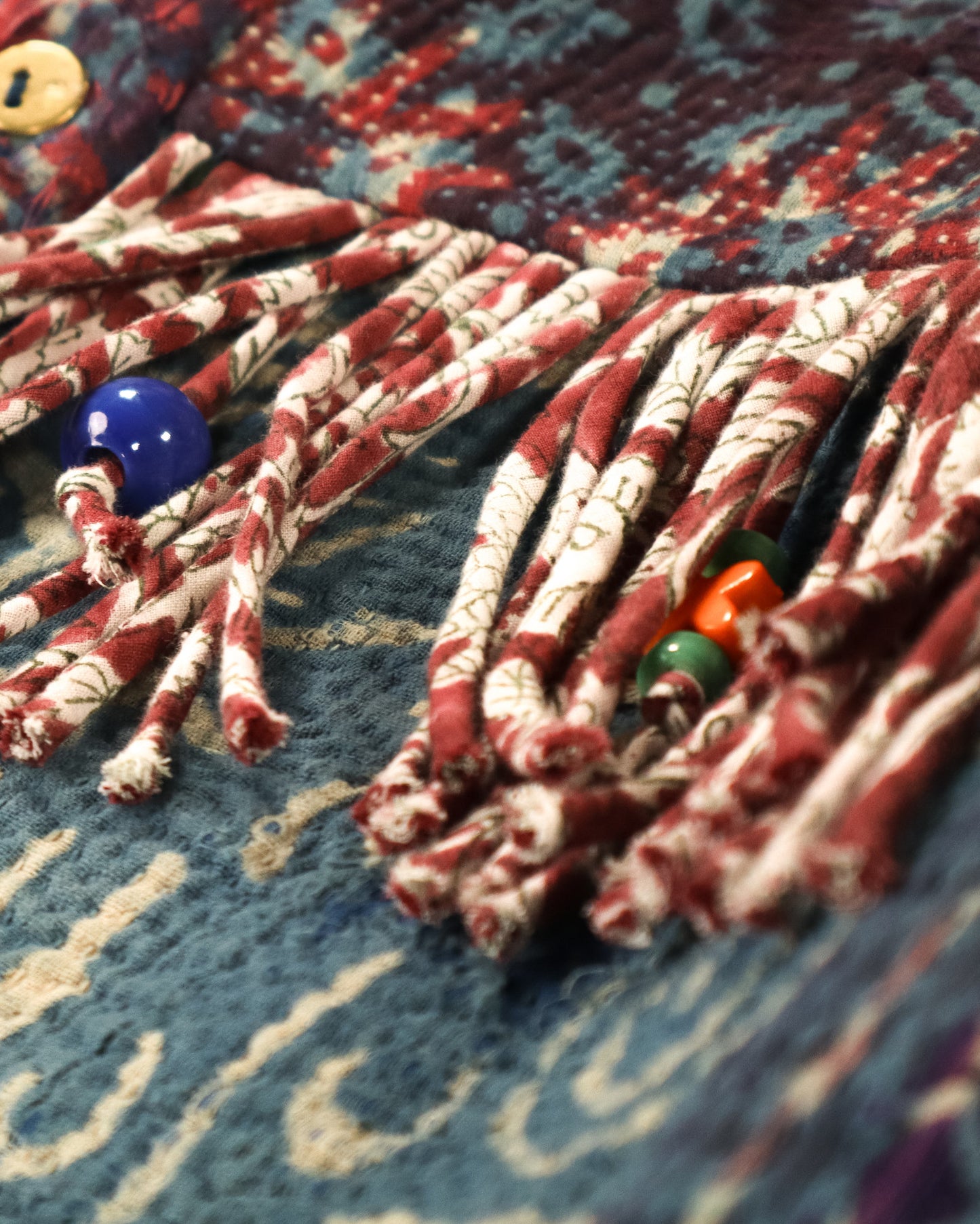 L'ÎLE BLEUE - VESTE KANTHA À FRANGES COULEUR  1