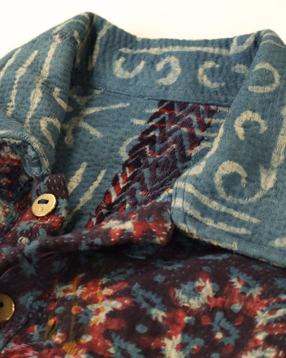 L'ÎLE BLEUE - VESTE KANTHA À FRANGES COULEUR  1