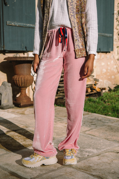 L'ÎLE BLEUE - Pantalon Sayani Embroidery Powder Pink