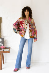 L'ÎLE BLEUE - Blouson Jim Kantha rose Suzani animaux