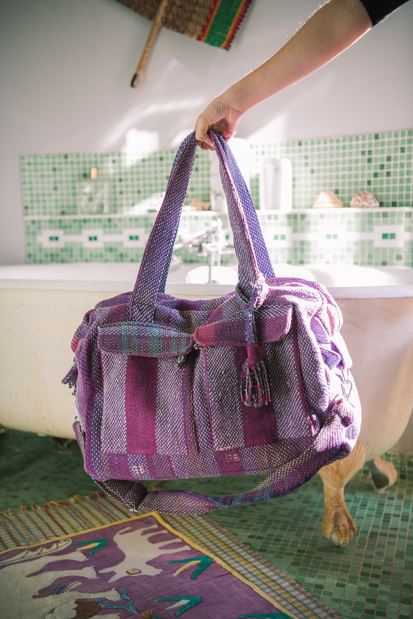 L'ÎLE BLEUE - Weekend Bag Kantha Purple