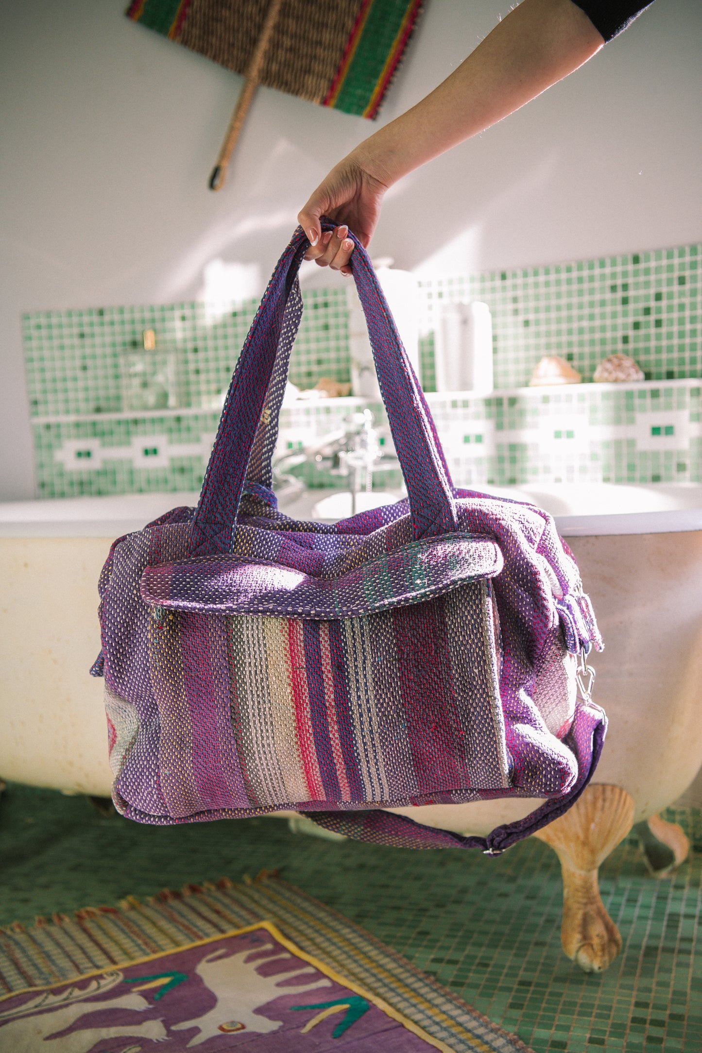 L'ÎLE BLEUE - Weekend Bag Kantha Purple