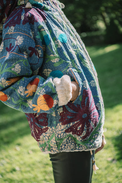 L'ÎLE BLEUE - Manteau Hoody Suzani Pièce Unique