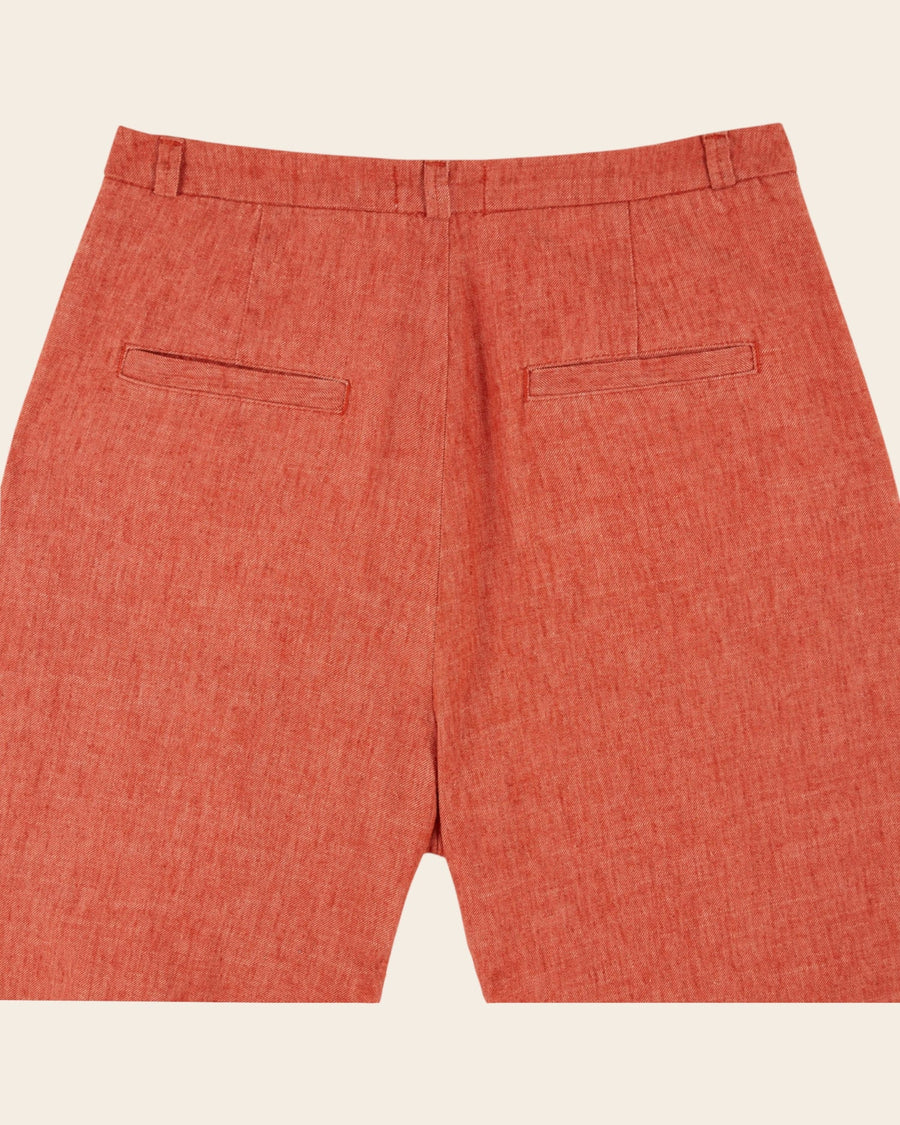RED SUEDE WIDE-LOOKING TROUSERS