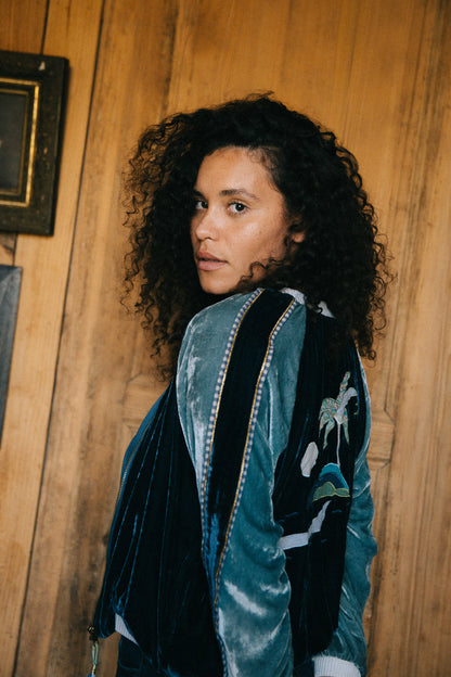 L'ÎLE BLEUE - BOMBERS VELOURS GRIS