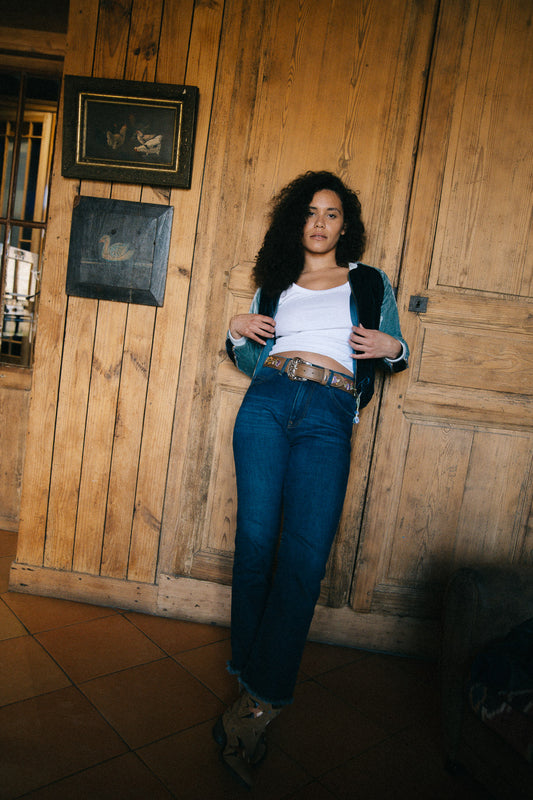 L'ÎLE BLEUE - BOMBERS VELOURS GRIS