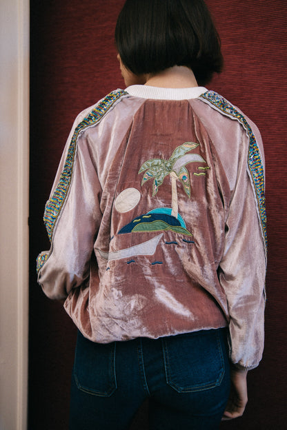 L'ÎLE BLEUE - BOMBERS VELOURS ROSE