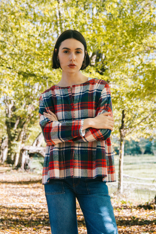 THE BLUE ISLAND - FRIDA TARTAN BLOUSE