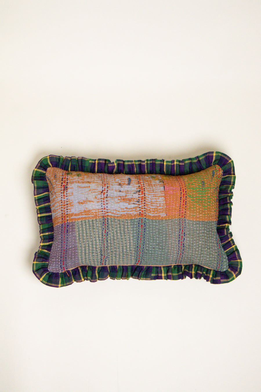 THE BLUE ISLAND - Orange Kantha Cushion Cover