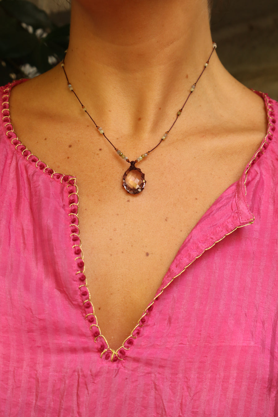 RHAKI ME - Collier Pour Femme En Amethyste Rose