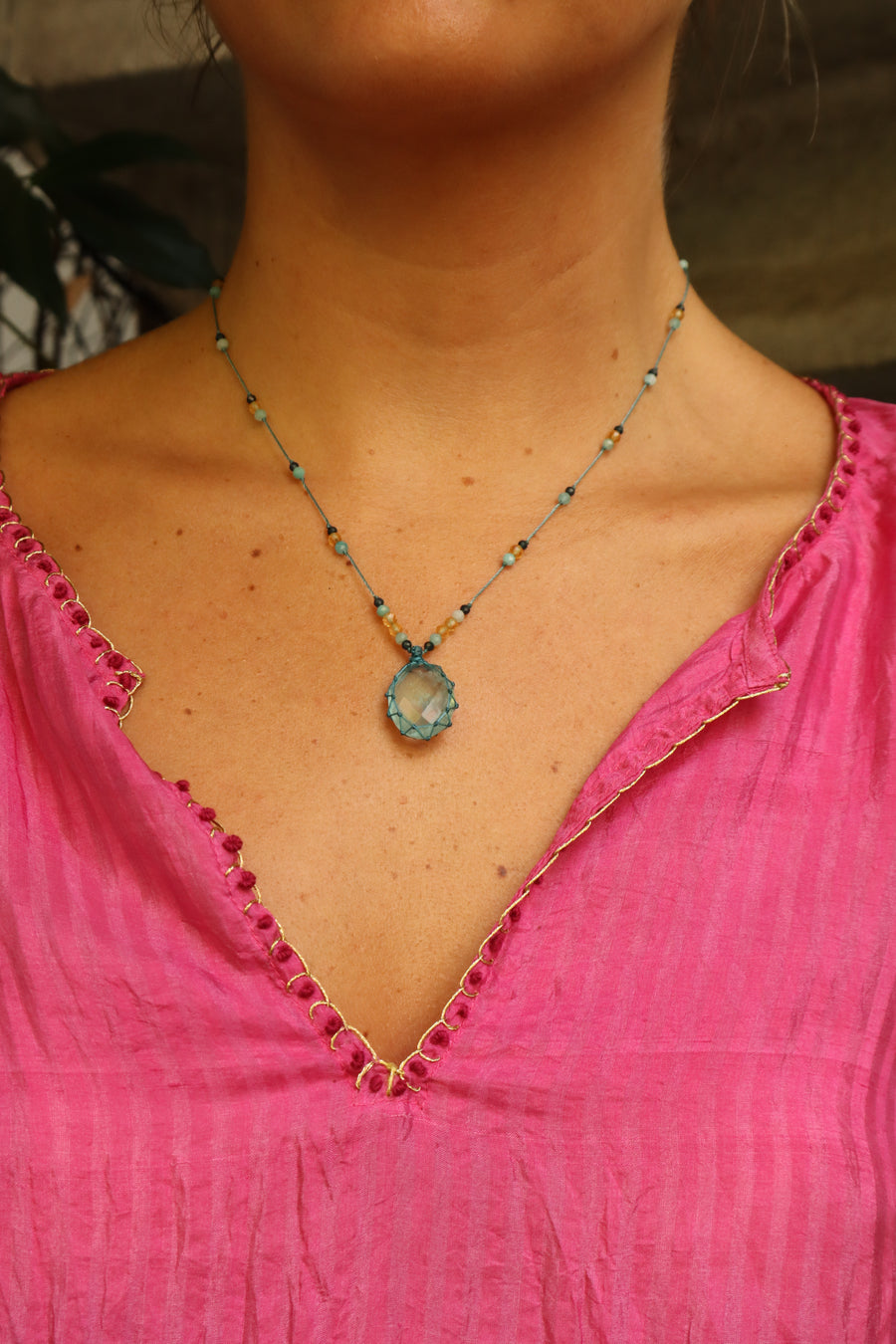 RHAKI ME - Collier Pour Femme En Pierre Turquoise
