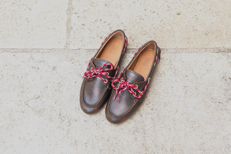 TORAL - Mocassins Femme Penny Marron et Bordeaux