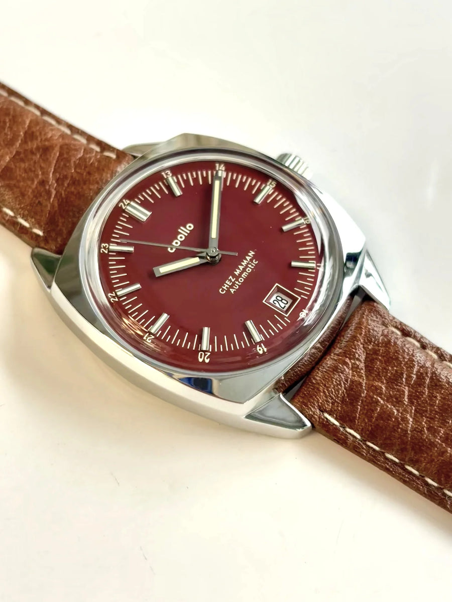 Montre Chez Maman Apollo Red Velvet cuir marron, deuxième vue