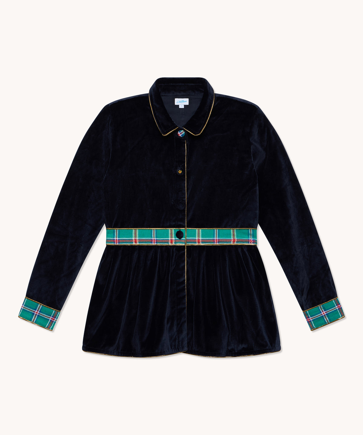 Veste femme L'Île Bleue Laxmi en velours bleu marine, vue principale