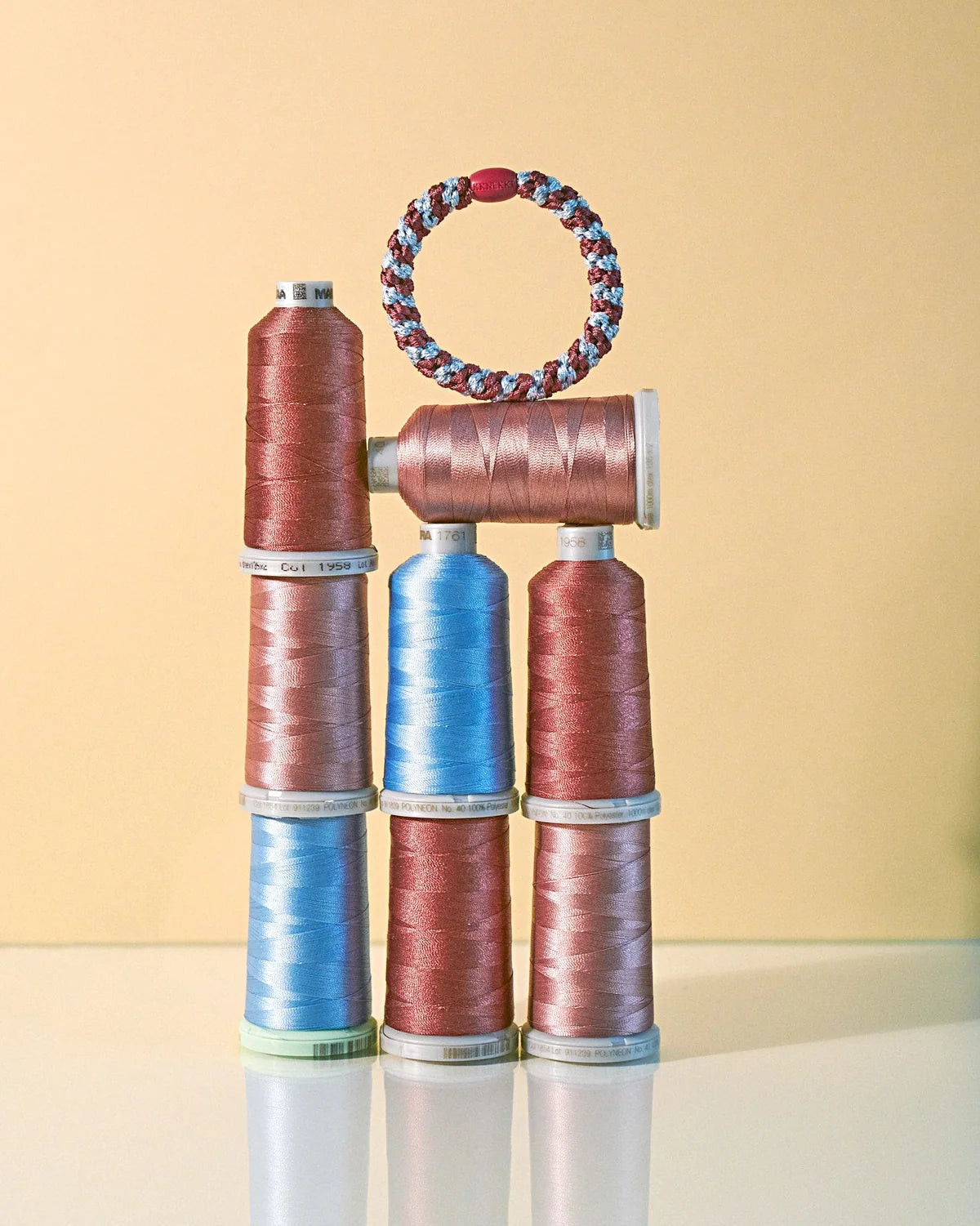 Autre vue de l'élastique à cheveux Kknekki Rosewood Seablue Glitter Stripe