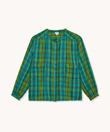 L'ÎLE BLEUE - KAMINI MADRAS GREEN BLOUSE