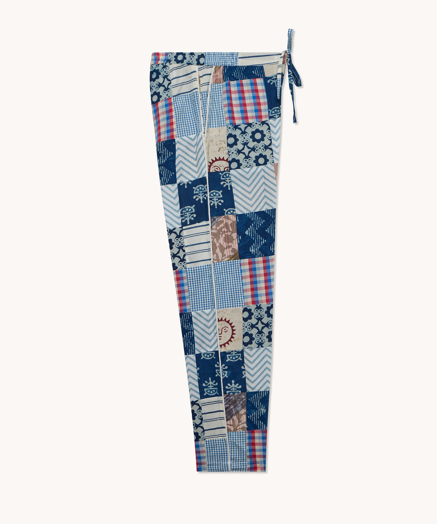 L'ÎLE BLEUE - PANTALON NEW BOUBOU HOMME KANONI PATCHWORK BLEU LONG