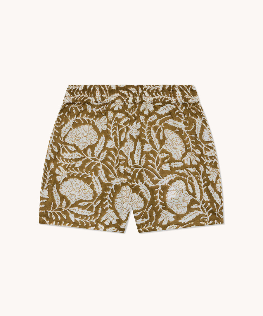 L'ÎLE BLEUE - Short garcon blockprint fleuri