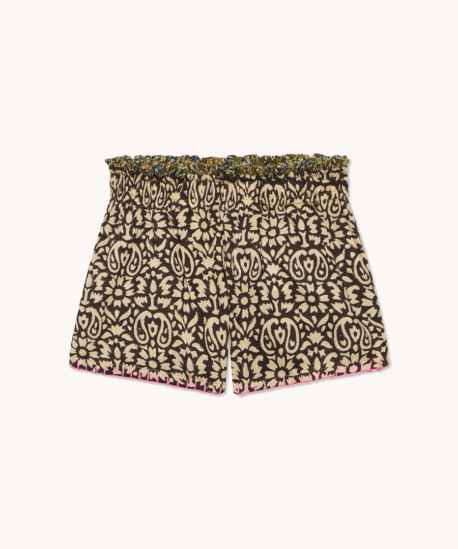 L'ÎLE BLEUE - Short fille Naxos Blockprint Fleuri