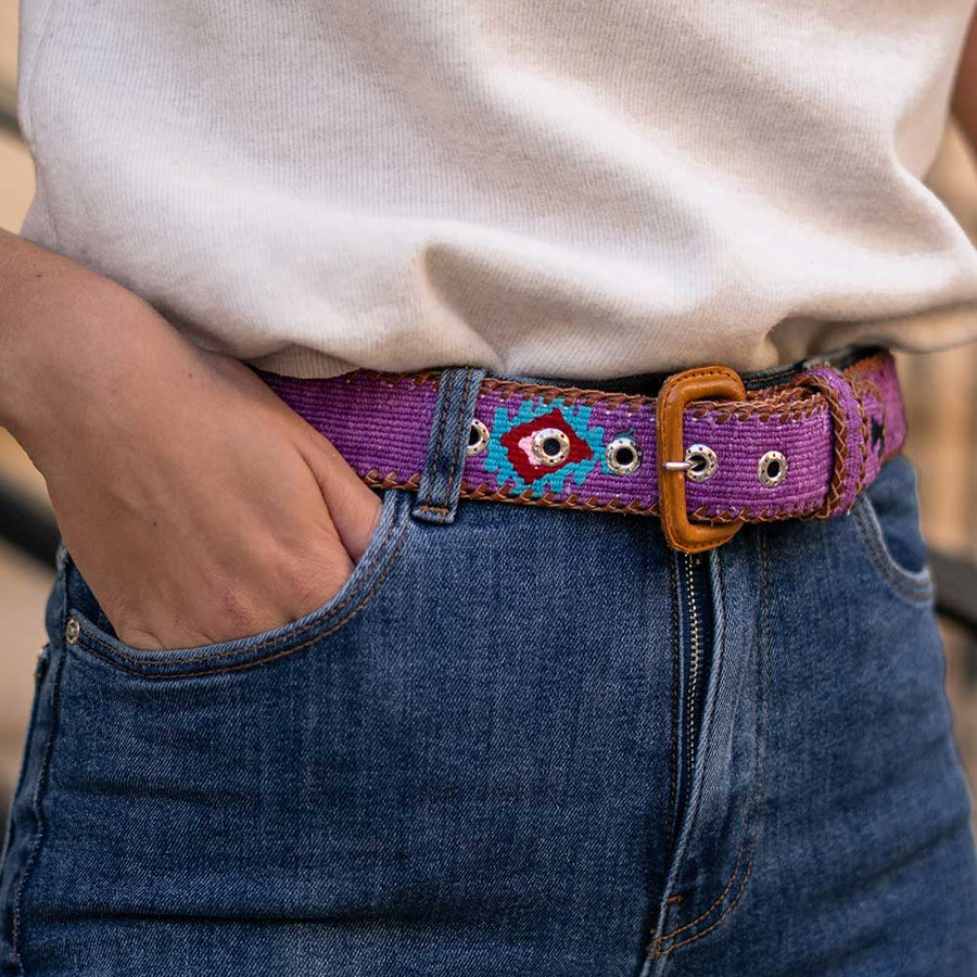 Ceinture tissée unisexe La Mansa Lilas, deuxième vue