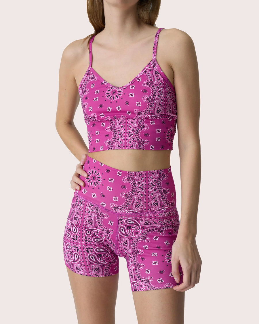 ARIZONA LOVE - Short de yoga rose fushia aux motifs bandana