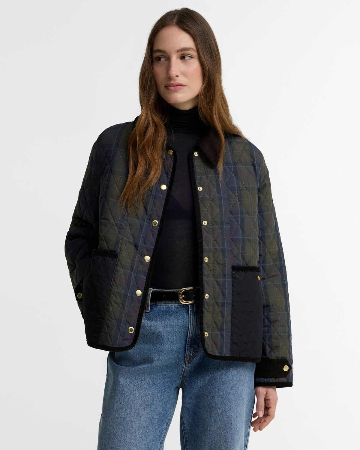 Veste matelassée à carreaux Barbour Ainsdale femme vue de face