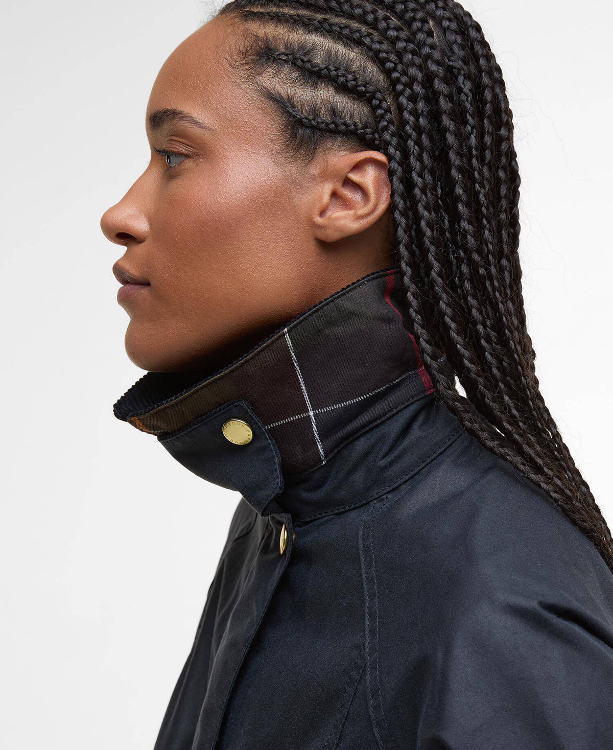 Gros plan sur les finitions de la veste Barbour Cropped Beadnell