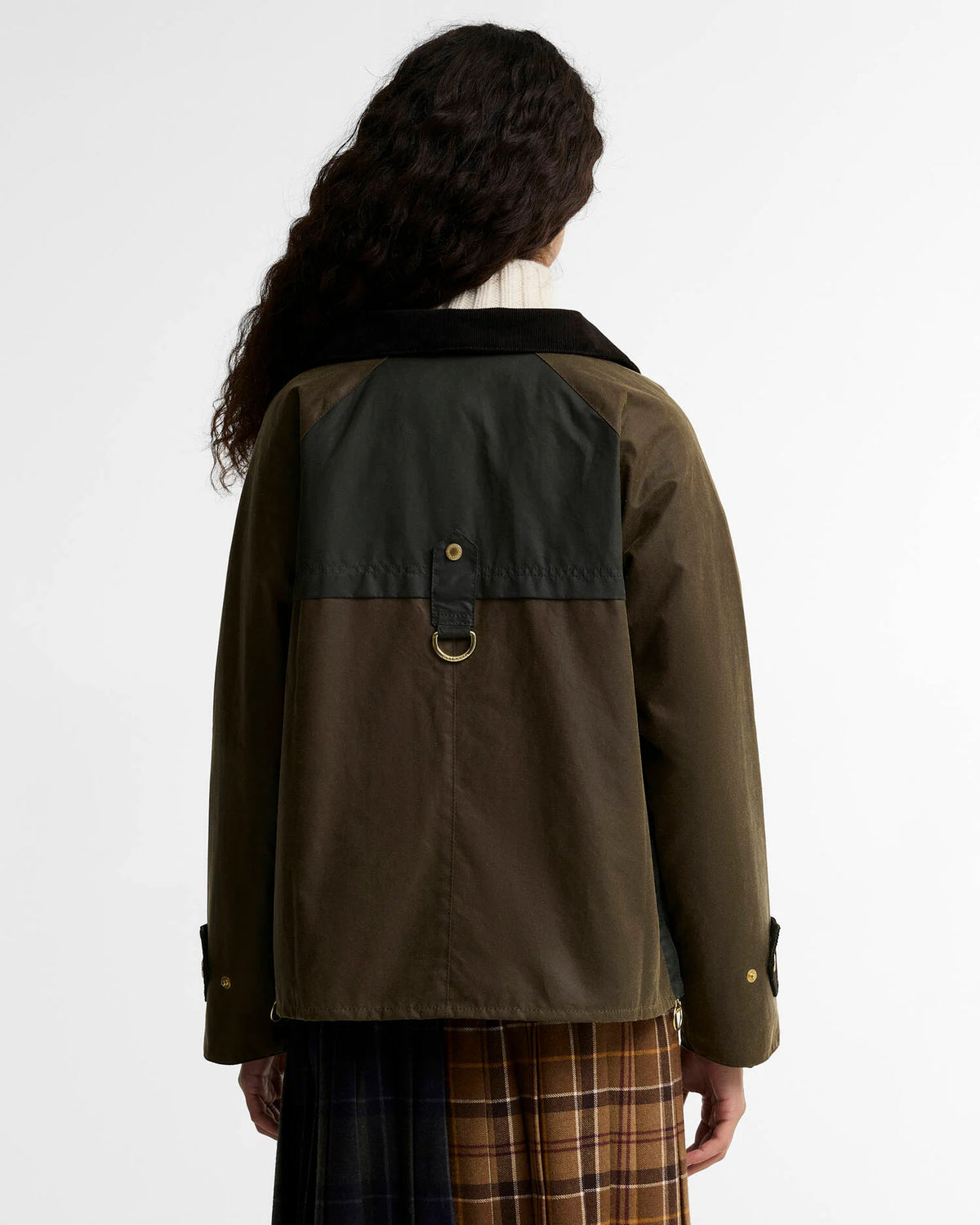 Veste cirée Barbour Hazelwood tartan femme vue de dos