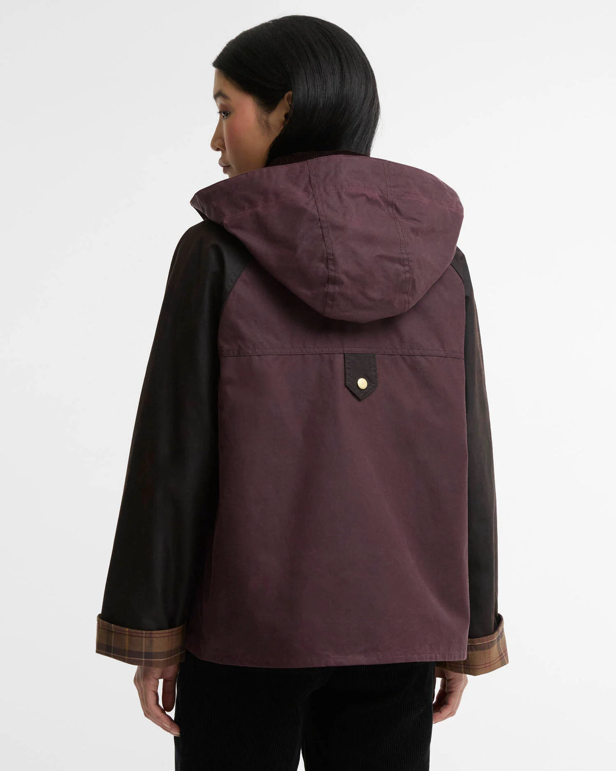 Veste cirée Barbour Carville bordeaux femme vue de dos