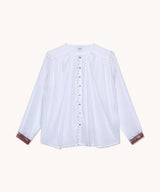 L'ÎLE BLEUE - LILY WHITE COTTON VOILE BLOUSE FOR WOMEN