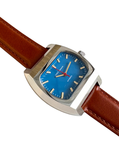 CHEZ MAMAN - MONTRE MAGNUM EN CUIR AUTOMATIQUE PACIFIC BLUE