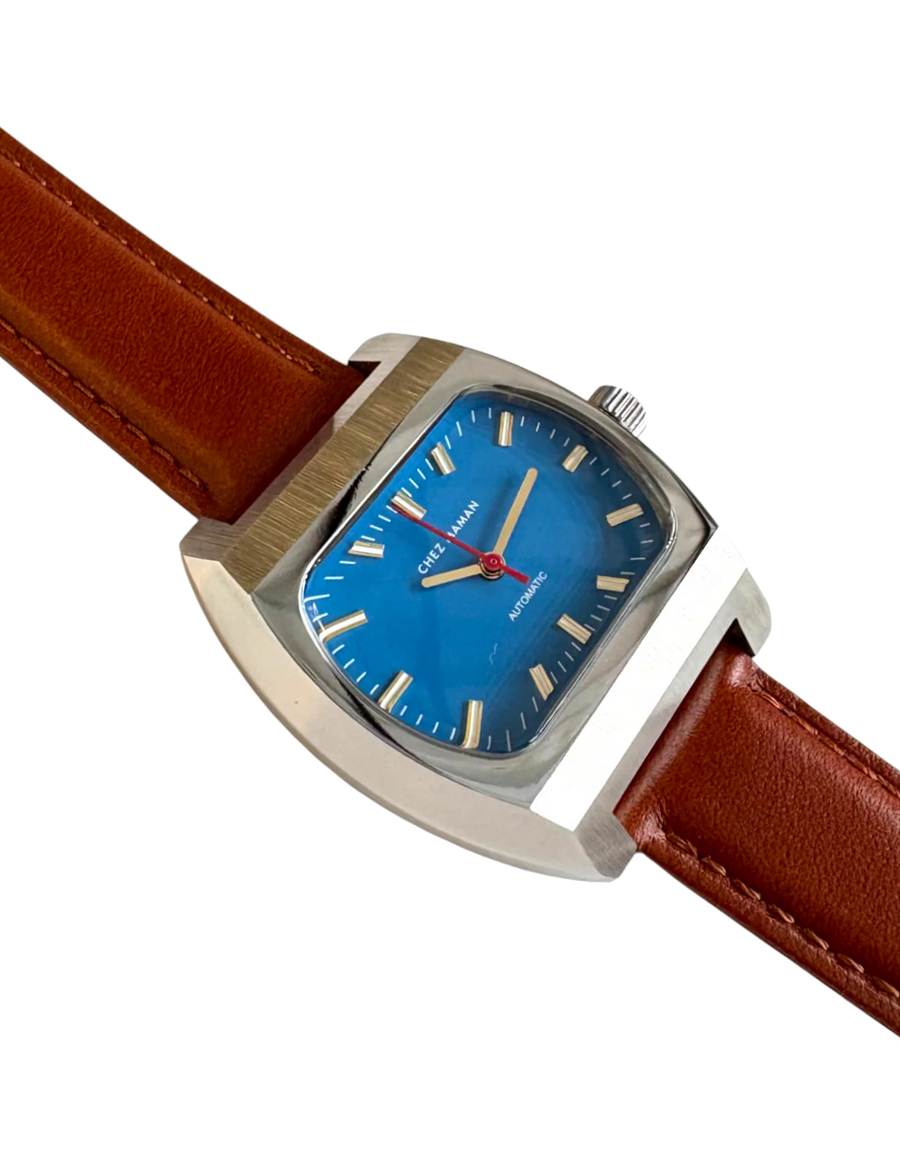 CHEZ MAMAN - MONTRE MAGNUM EN CUIR AUTOMATIQUE PACIFIC BLUE