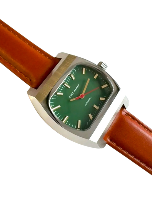 CHEZ MAMAN - MONTRE MAGNUM EN CUIR AUTOMATIQUE BASIL GREEN