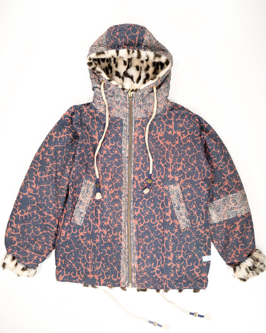 THE BLUE ISLAND - LEOPARD FURNITED HOODIE IN KANTHA COLOR 2