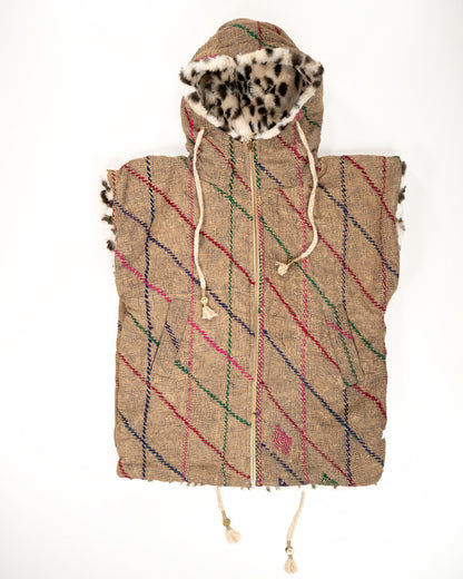 THE BLUE ISLAND - LEOPARD SLEEVELESS HOODIE IN KANTHA COLOR 3