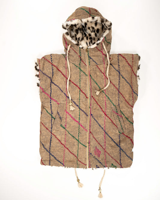 THE BLUE ISLAND - LEOPARD SLEEVELESS HOODIE IN KANTHA COLOR 3