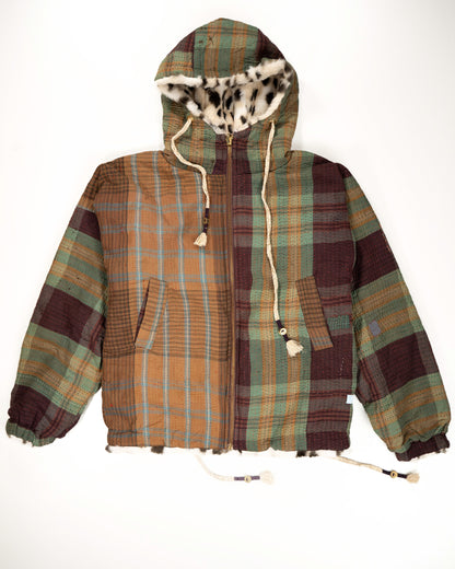 L’ÎLE BLEUE - HOODY FOURRÉ LÉOPARD EN KANTHA COULEUR 21