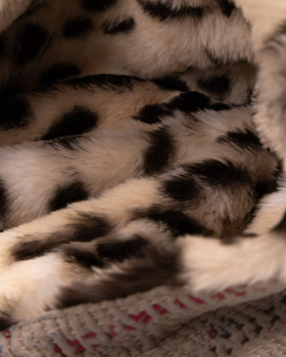 L’ÎLE BLEUE - HOODY FOURRÉ LÉOPARD EN KANTHA COULEUR 21