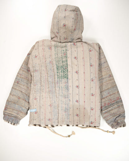 L’ÎLE BLEUE - HOODY FOURRÉ LÉOPARD EN KANTHA COULEUR 22