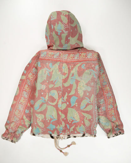 L’ÎLE BLEUE - HOODY FOURRÉ LÉOPARD EN KANTHA COULEUR 18