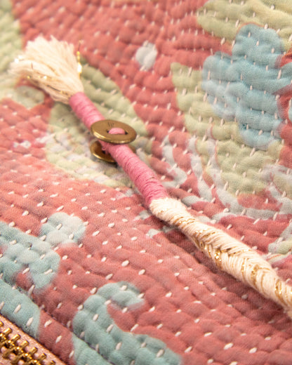 L’ÎLE BLEUE - HOODY FOURRÉ LÉOPARD EN KANTHA COULEUR 18