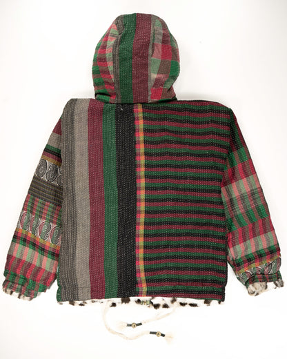 L’ÎLE BLEUE - HOODY FOURRÉ LÉOPARD EN KANTHA COULEUR 25