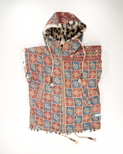 THE BLUE ISLAND - LEOPARD SLEEVELESS HOODIE IN KANTHA COLOR 8