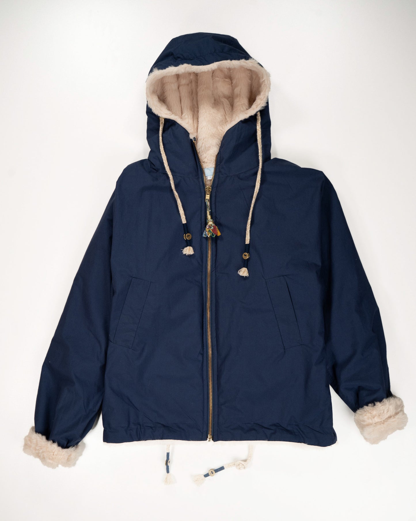 THE BLUE ISLAND - BLUE FLEECE WATERPROOF HOODY JACKET