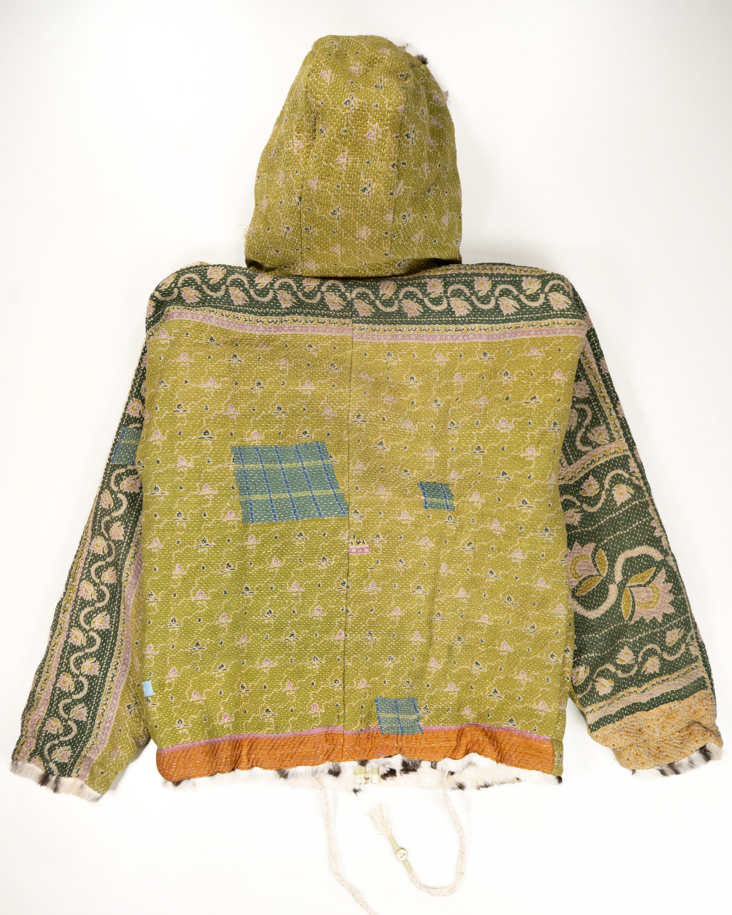 L’ÎLE BLEUE - HOODY FOURRÉ LÉOPARD EN KANTHA COULEUR 19