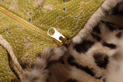 L’ÎLE BLEUE - HOODY FOURRÉ LÉOPARD EN KANTHA COULEUR 19