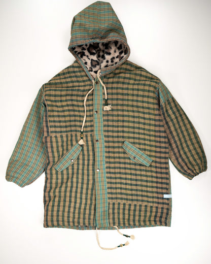 L’ÎLE BLEUE - MANTEAU FOURRÉ LÉOPARD EN KANTHA COULEUR 1